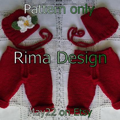 Knit Pattern Baby Infant Hat Bonnet Pants Diaper..