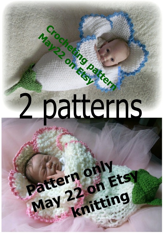 2 Two Flower Cocoon Pdf Patterns Knitting And Crocheting Original Rima Design Lily Amaryllis Bell Baby Permission To Sell Finished Produc