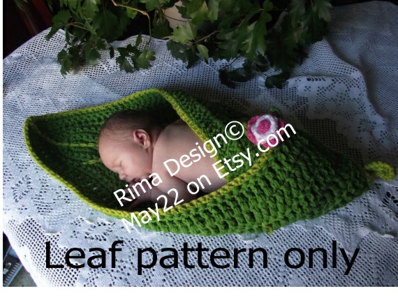 Original Pdf Pattern Only Instant Download Crochet Big Green Leaf Wrap Blanket For Newborn Baby Permission To Sell Finished Product