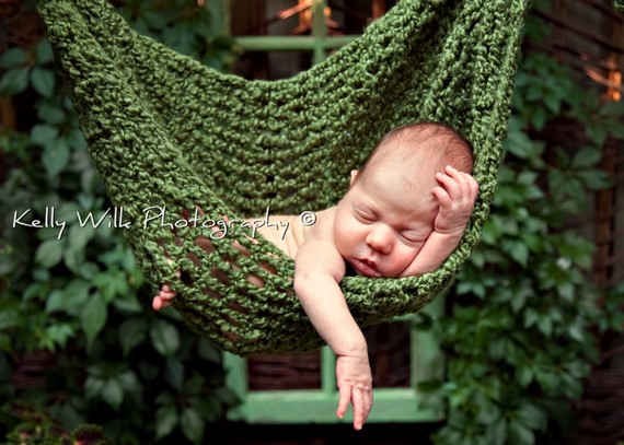 Newborn Baby Green Hammock Like A Pea Pod Photography Props Handmade