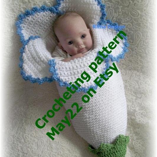 FLOWER cocoon PDF CROCHET PATTERN Original design Lily Amaryllis Bell baby Permission to sell finished product