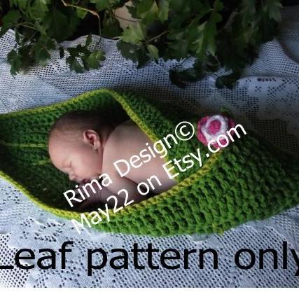 Original PDF PATTERN ONLY Instant download crochet big green leaf wrap blanket for newborn baby Permission to sell finished product
